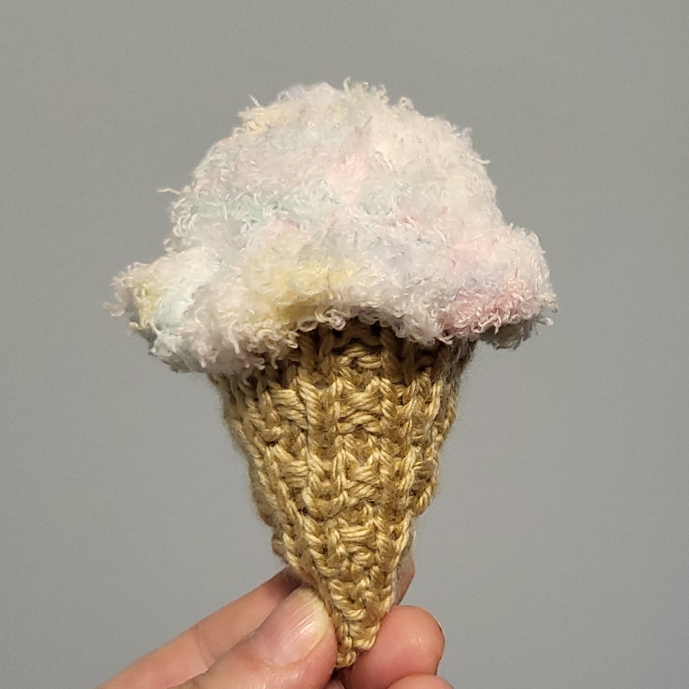 Hand Crafted Ice Cream Cone Plush - Cream and White
